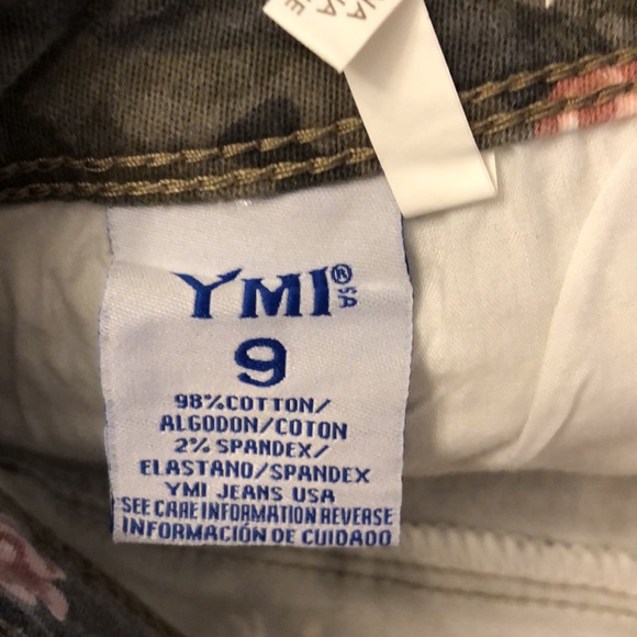 YMI Love jeans SHORTS juniors size 9 Camo floral mid rise NWT - Picture 5 of 10